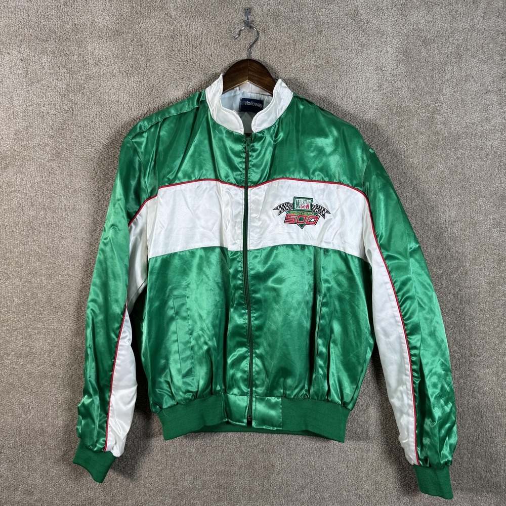 Vintage Mountain Dew Southern 500 Jacket Mens Large Green NASCAR Holloway 90s - Picture 2 of 14